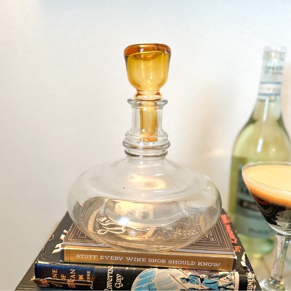 Vintage Handblown Mid Century Glass Liquor Wine Decanter Rare